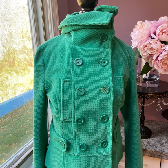 Green pea coat jacket - Picture 4 of 7